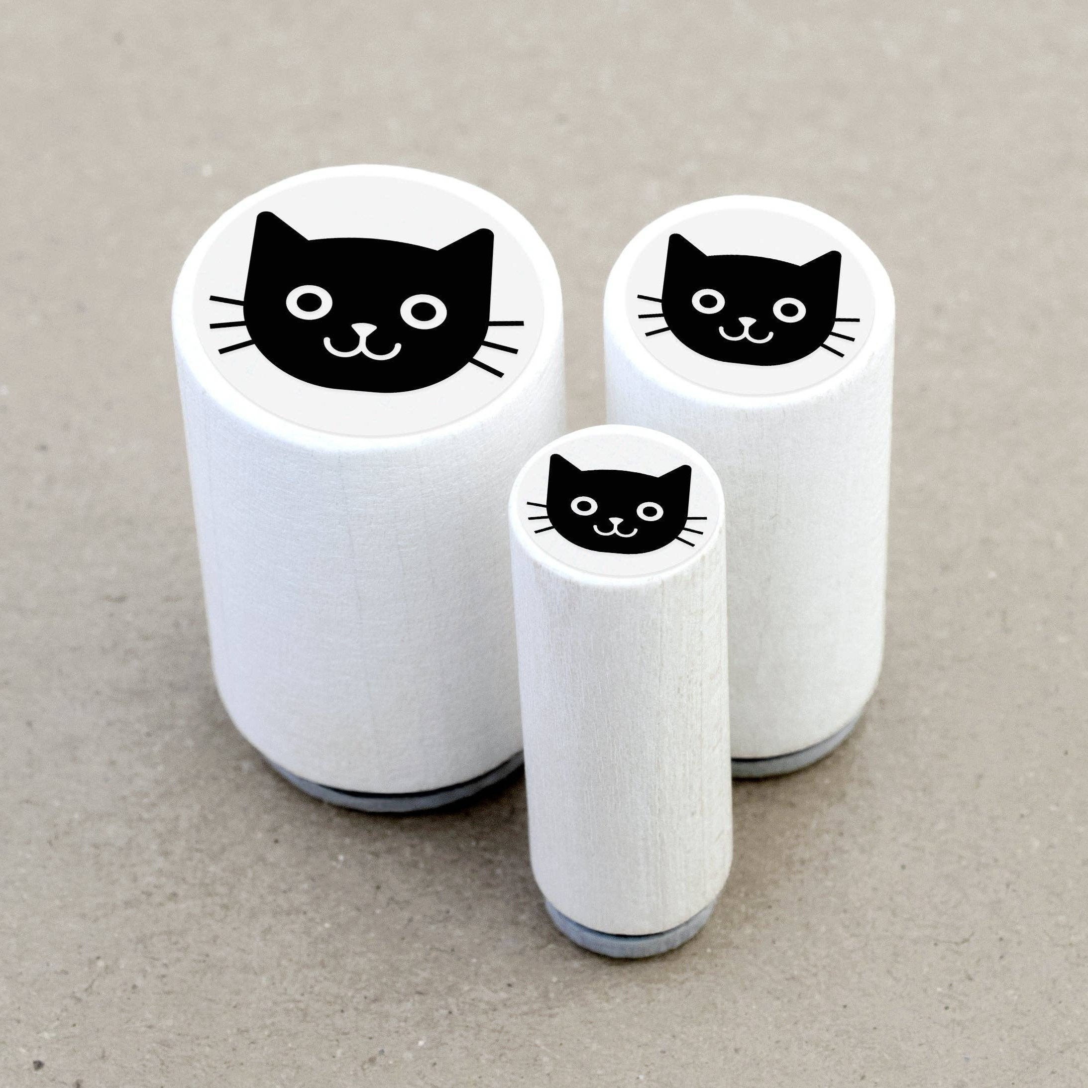MINI RUBBER STAMP // BLACK CAT HEAD