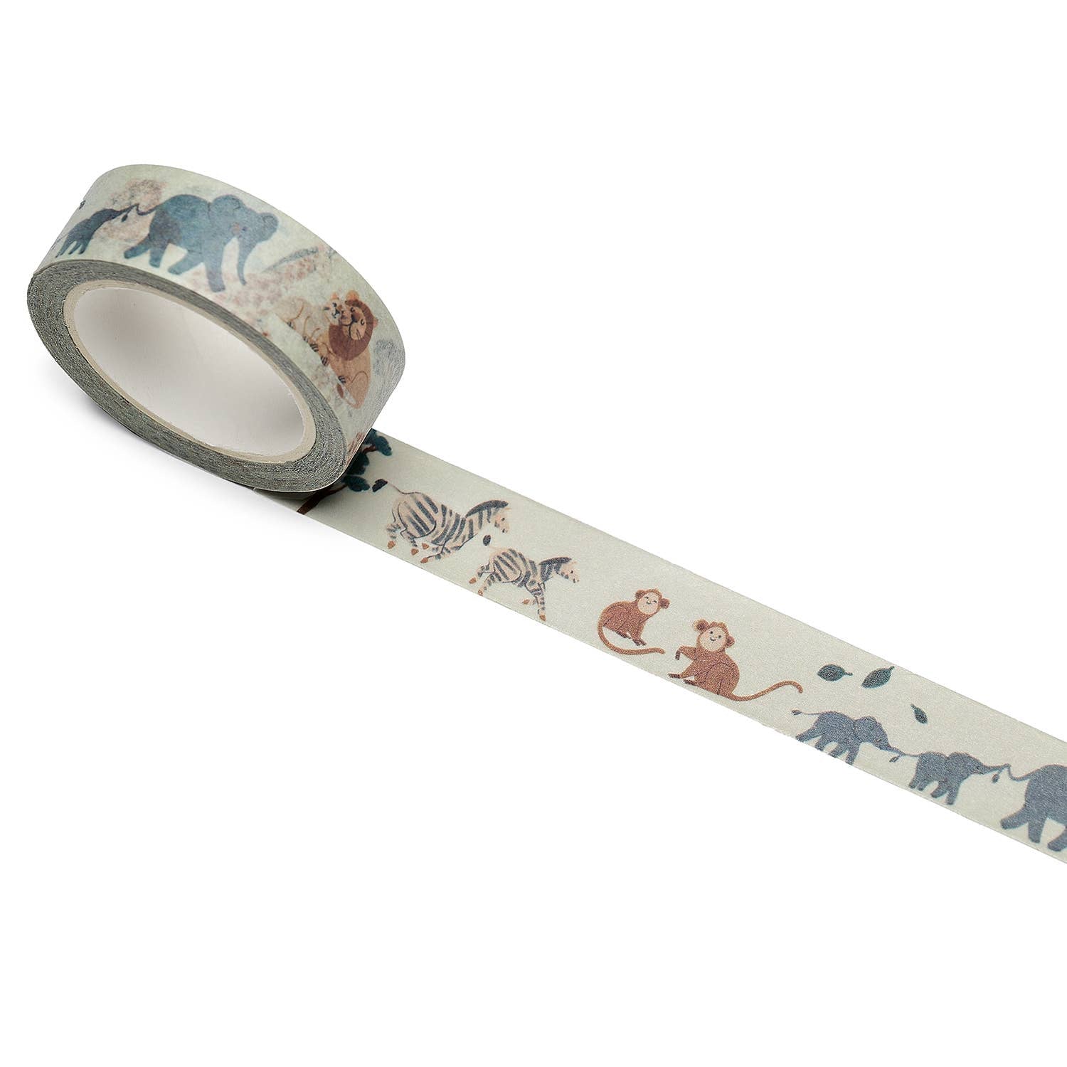 Decorative tape with safari animal design on a white background