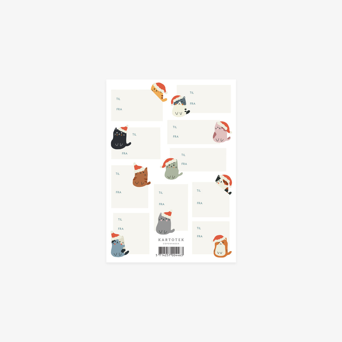 GIFT TAG STICKERS // CHRISTMAS CATS (DANISH)