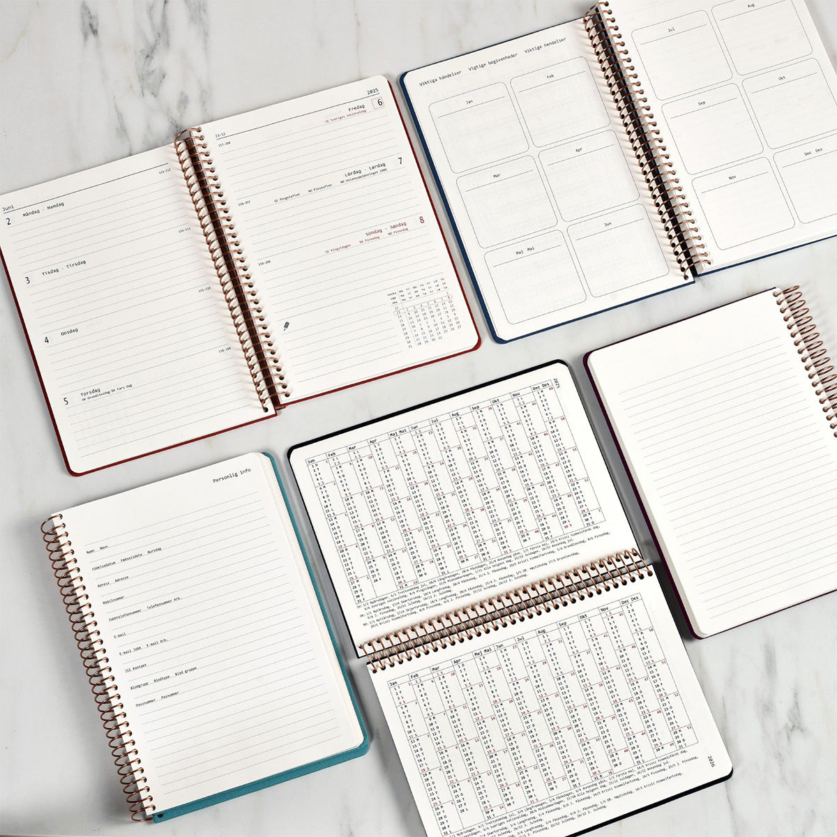 KOZO SPIRAL-BOUND CALENDAR 2026 A5 (DANISH) // NAVY
