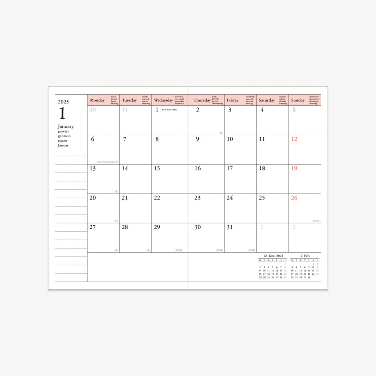 CALENDAR SEP 2025 - DEC 2026 A6 // MOUNTAIN GREEN