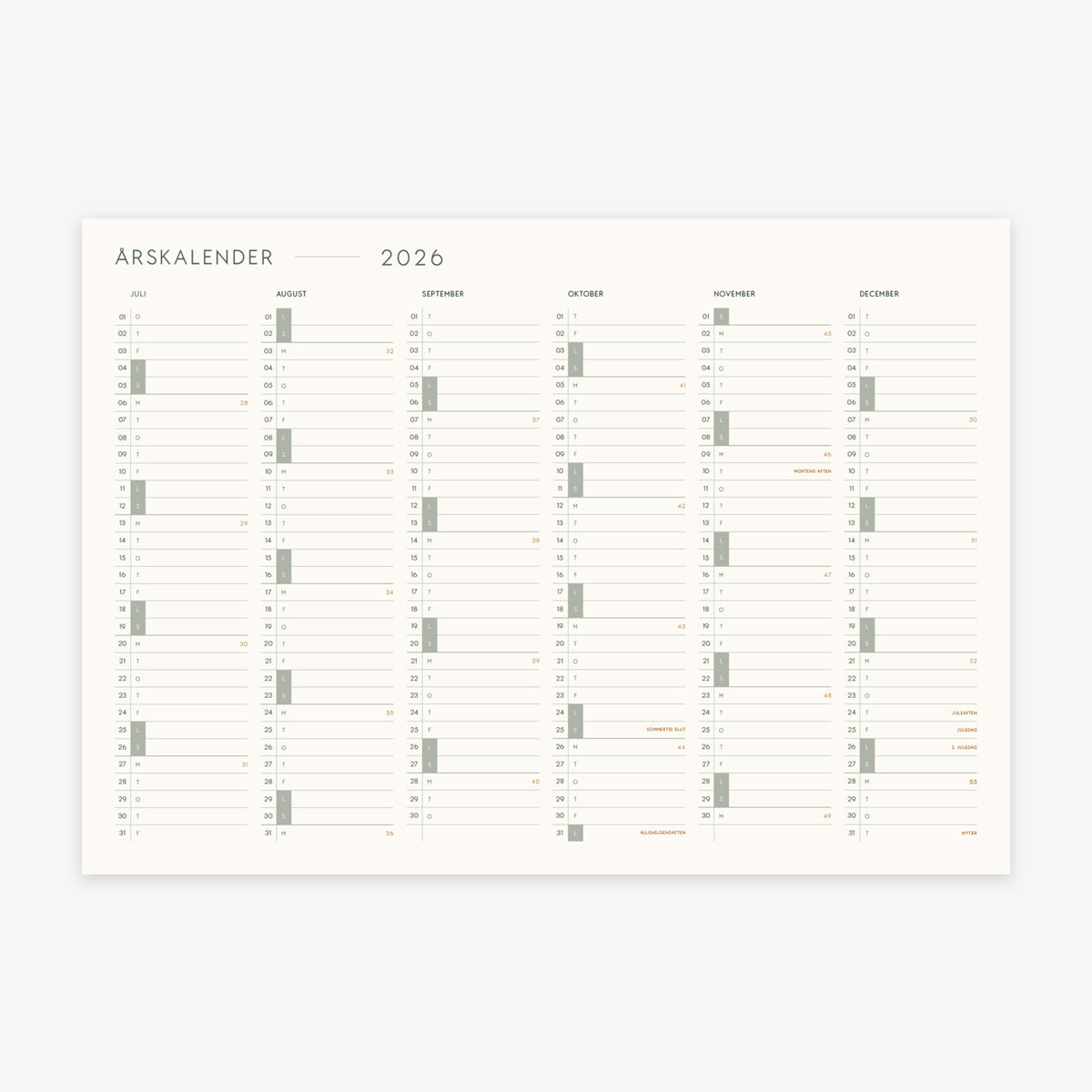 A3 KALENDER 2026 (DANISH)