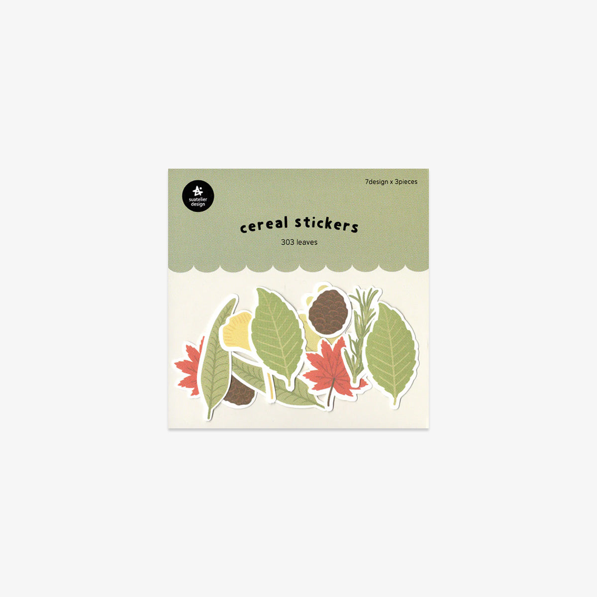 bag of cereal stickers with nature and leaf theme