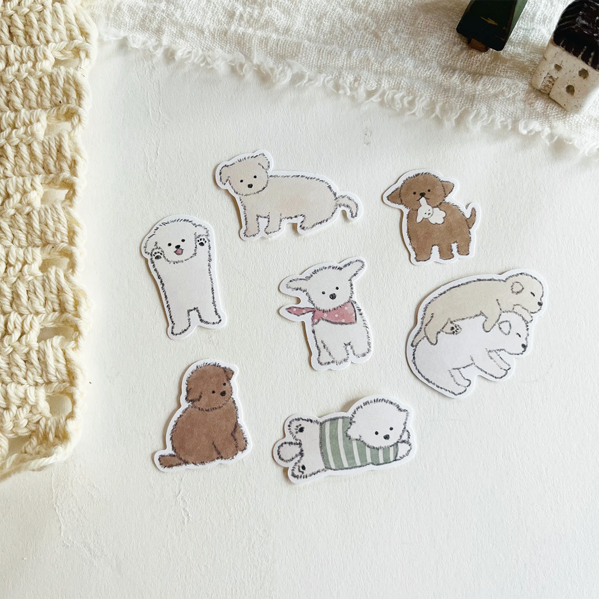 Set of dog-shaped stickers
