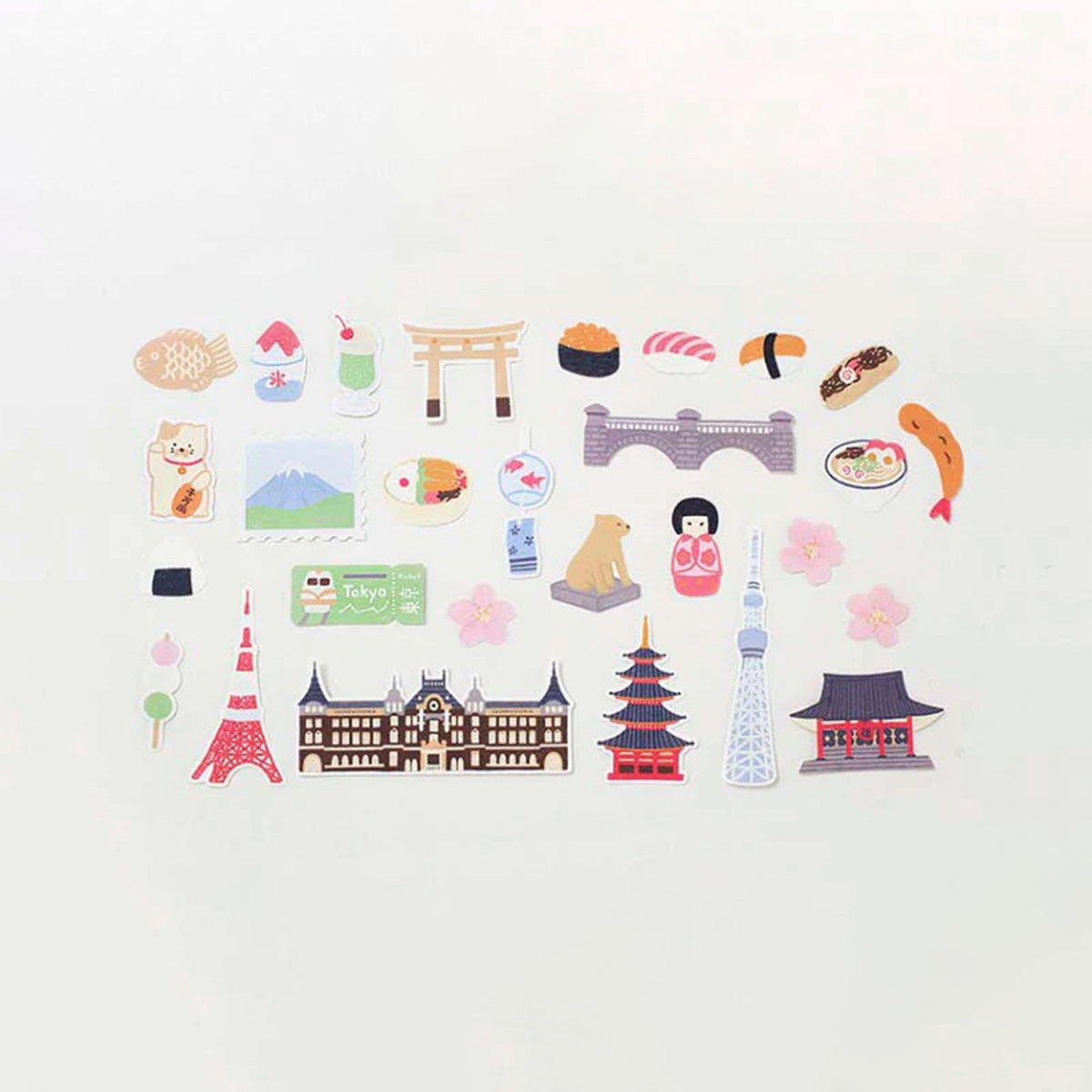 Collection of colorful illustrated stickers