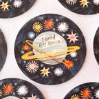 Decorative vinyl sticker with space-themed design and 'I need my space' text on a white background.