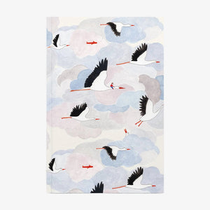 Notebook with stork design on a light background