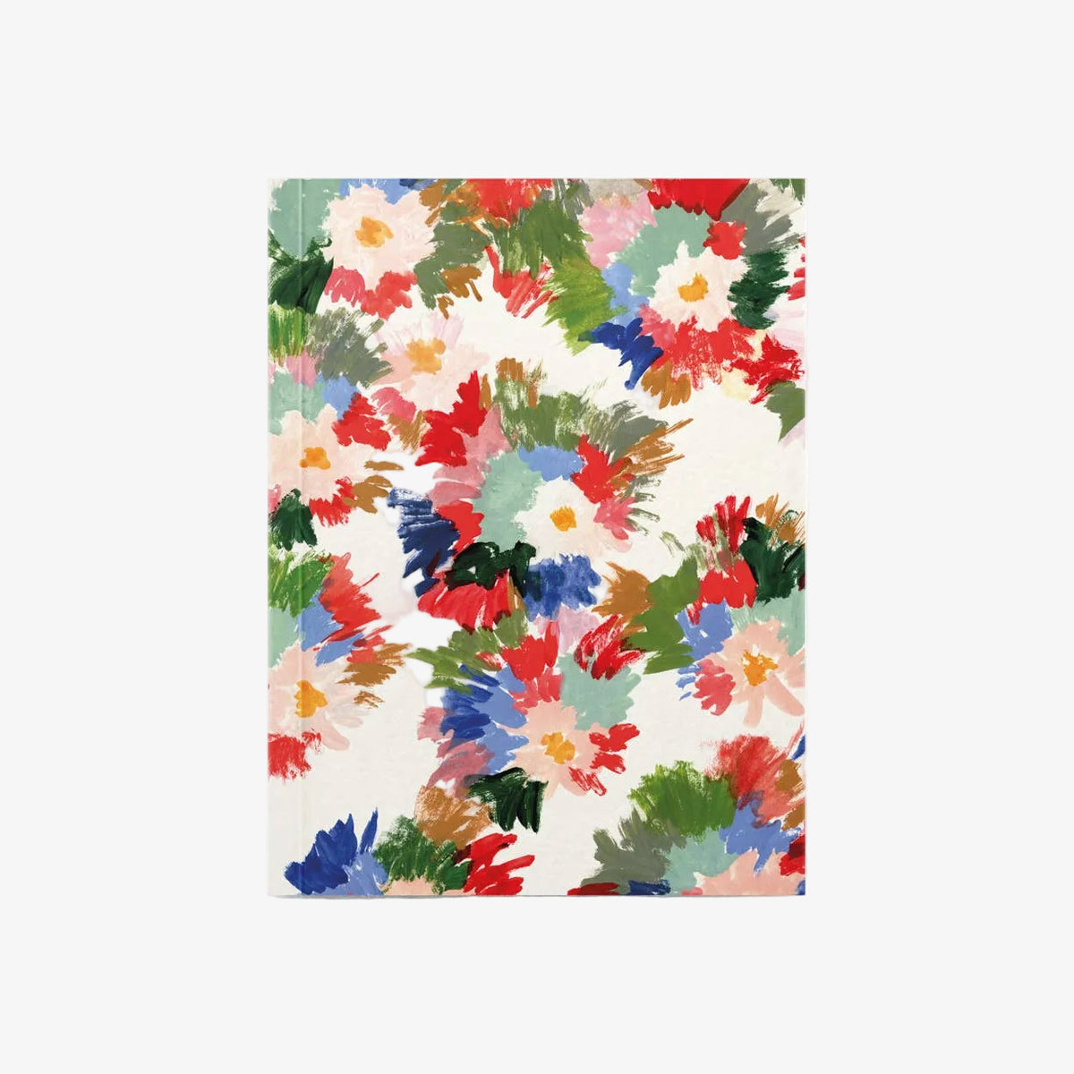 Notebook with colorful floral pattern on a white background