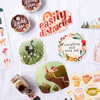 Collection of decorative stickers with various designs on a white background