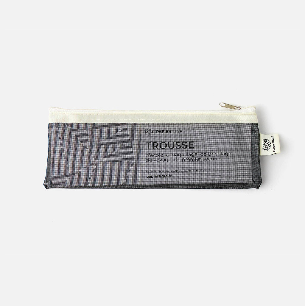 MESH PENCIL CASE // FORREST GREEN & BEIGE