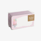 Box of pocket notes with a birthday cake illustration on a white background