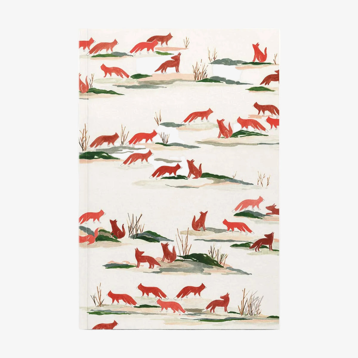 Notebook with red fox pattern on a white background