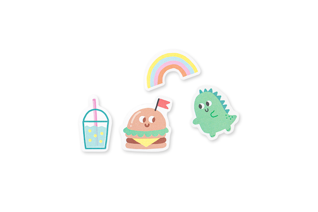 Set of four colorful stickers