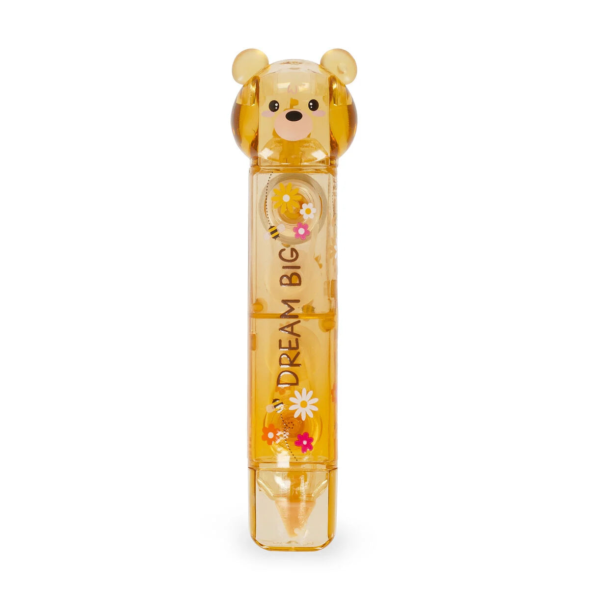 Transparent brownish bear-shaped correction and glue tape with 'Dream Big' text on a white background