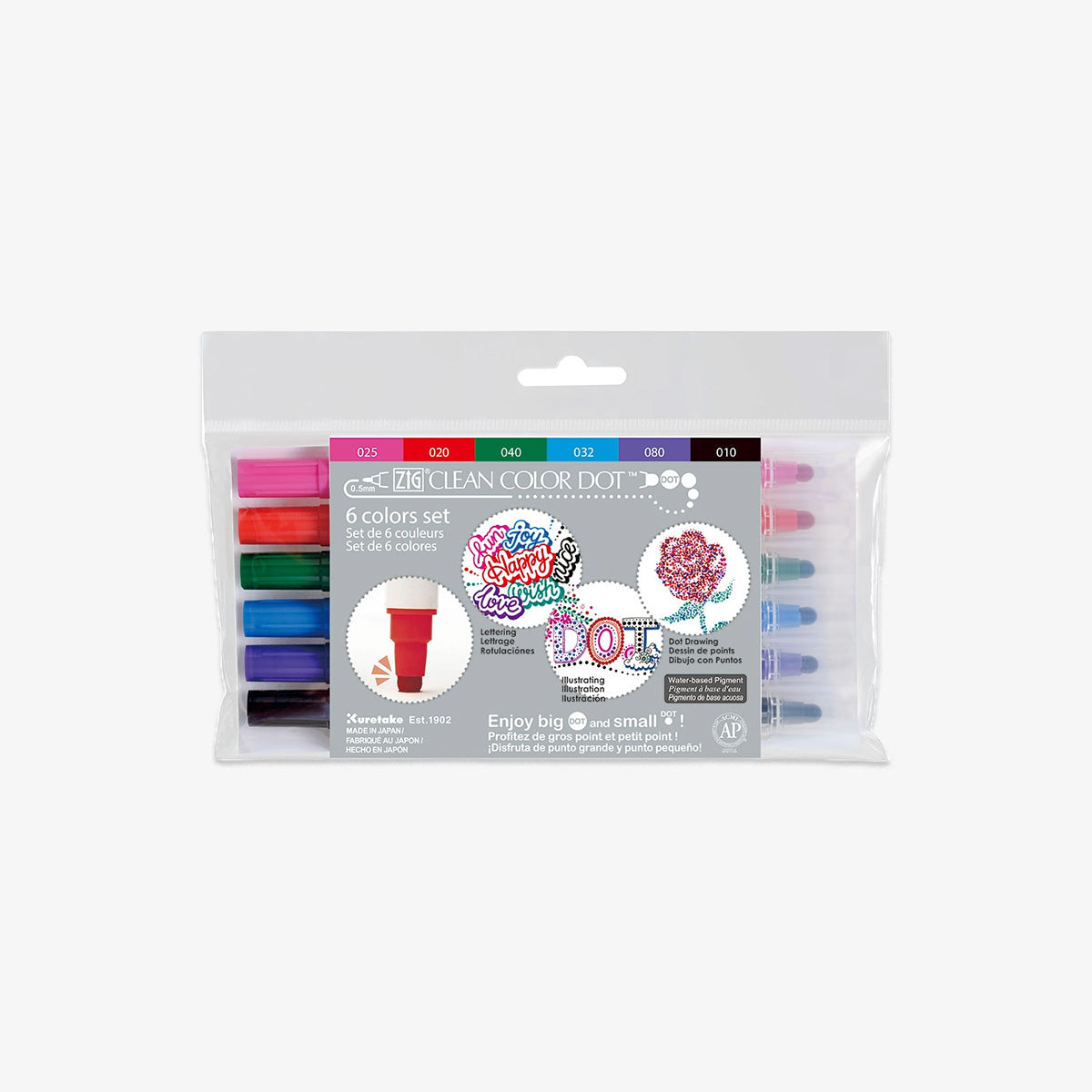 ZIG CLEAN COLOR DOT PENS // SET OF 6