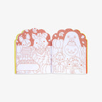 Illustrated pages with dog characters on a white background