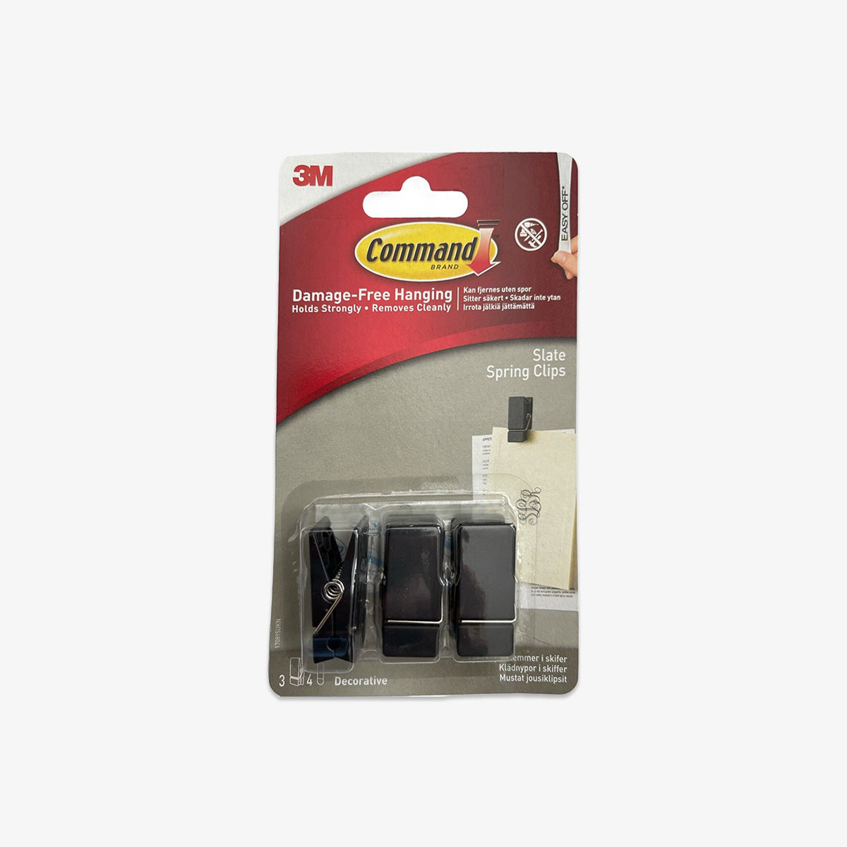 ADHESIVE SPRING CLIPS SLATE // 3 PACK