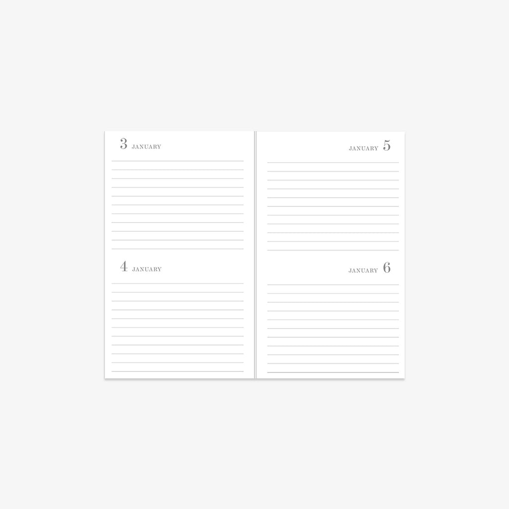Two journal pages showing dates on a white background