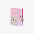 Cat designed diary with locker and with the text 'Meow. My secret diary'.