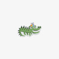 Cartoon lizard vinyl sticker with colorful hair on a white background