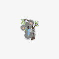 Vinyl sticker of a koala holding a branch on a white background