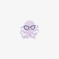 Vinyl sticker with Purple octopus wearing glasses on a light purple background