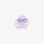 Vinyl sticker with Purple octopus wearing glasses on a light purple background