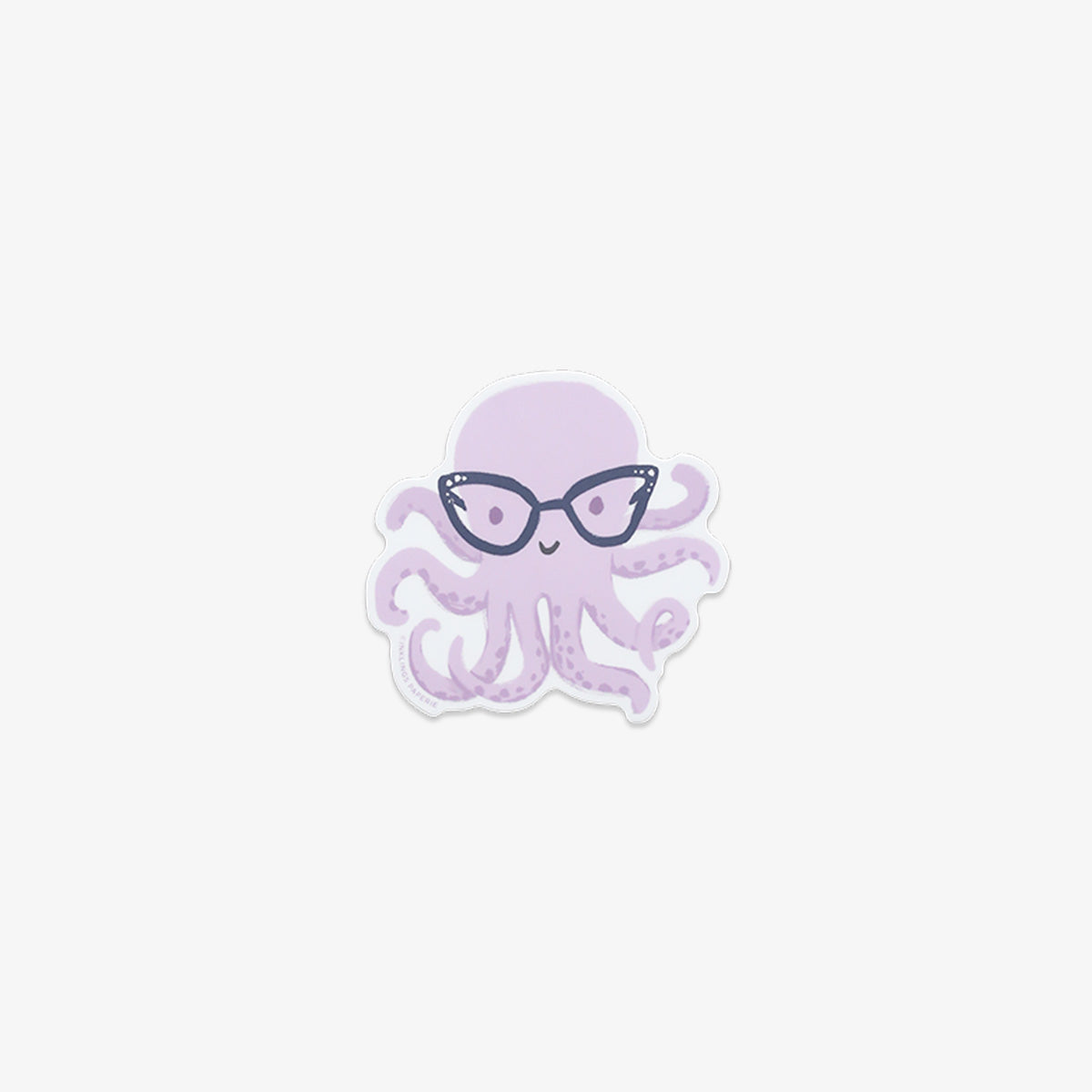 Vinyl sticker with Purple octopus wearing glasses on a light purple background