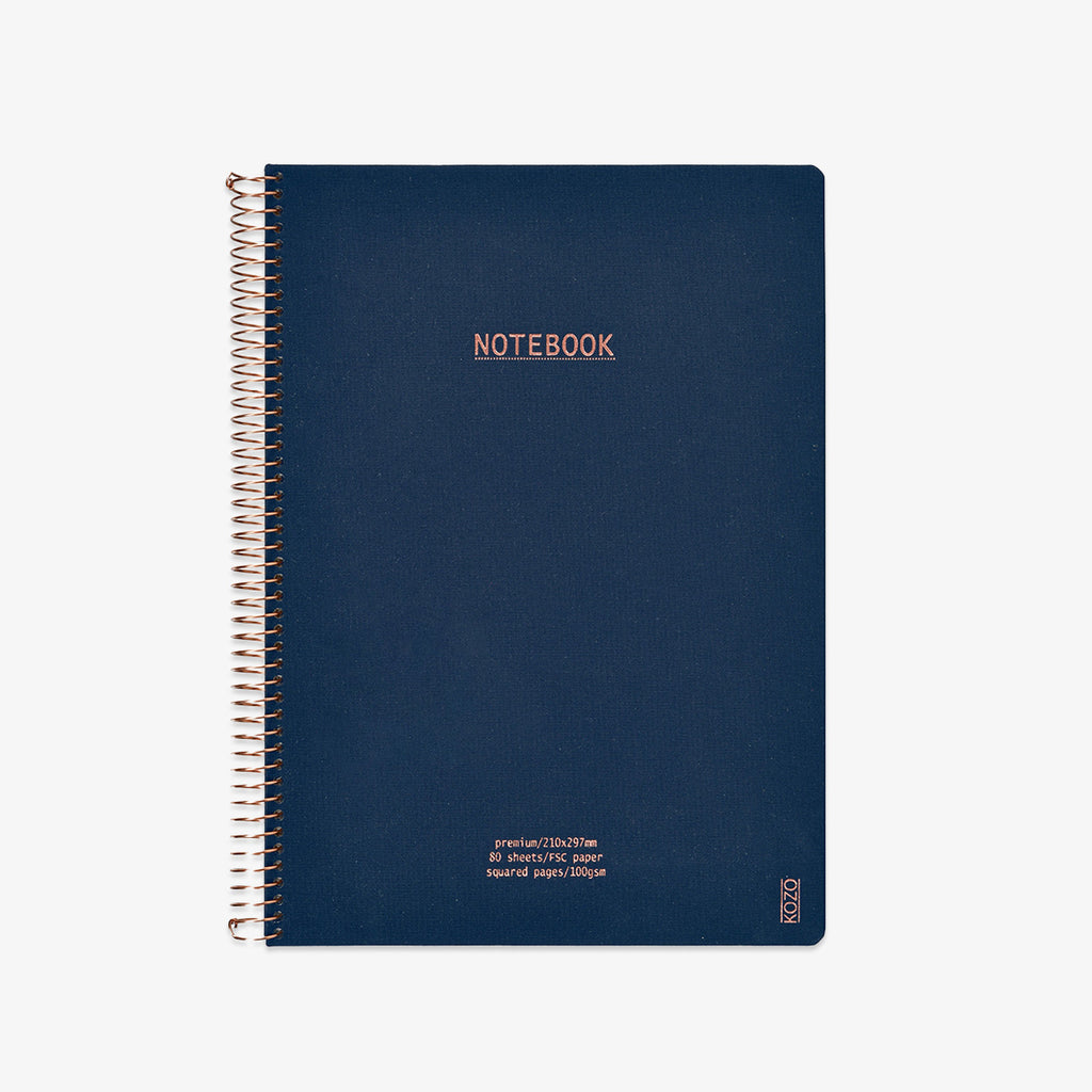KOZO SPIRALBUNDEN NOTESBOG A4 TERN // NAVY