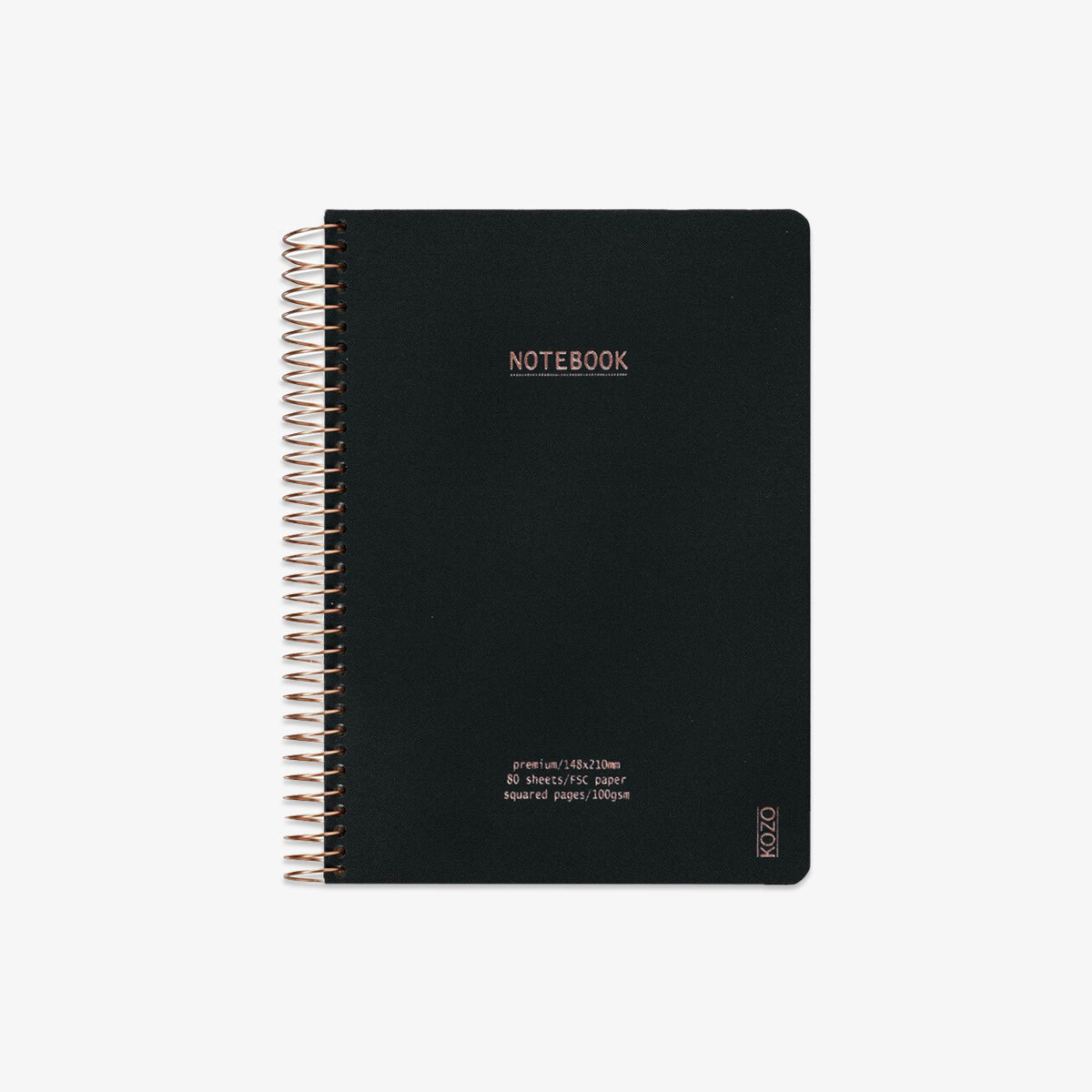 KOZO SPIRALBUNDEN NOTESBOG A5 TERN // SORT