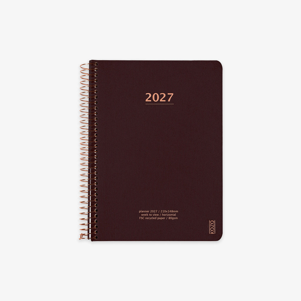 KOZO SPIRAL-BOUND CALENDAR 2027 A5 (DANISH) // COFFEE