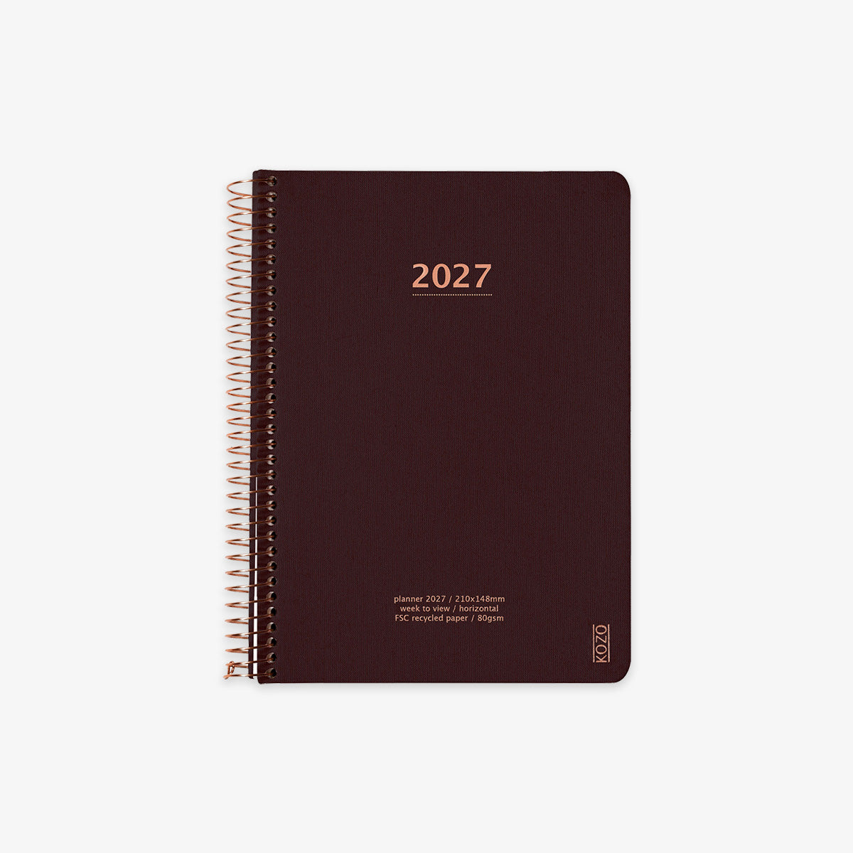 KOZO SPIRAL-BOUND CALENDAR 2027 A5 (DANISH) // COFFEE
