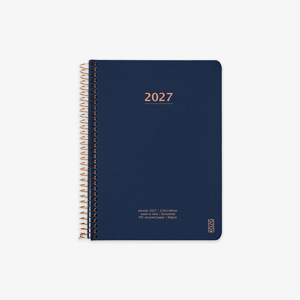 KOZO SPIRAL-BOUND CALENDAR 2027 A5 (DANISH) // NAVY