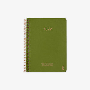 KOZO SPIRAL-BOUND CALENDAR 2027 A5 (DANISH) // OLIVE GREEN