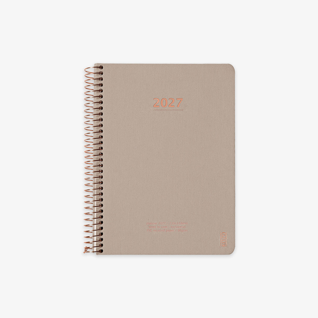 KOZO SPIRAL-BOUND CALENDAR 2027 A5 (DANISH) // SAND