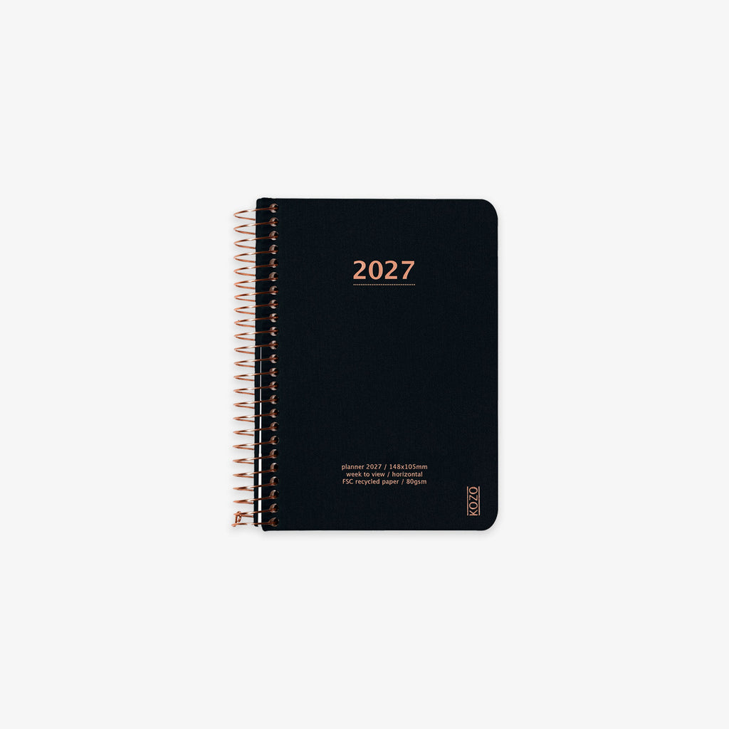 KOZO SPIRAL-BOUND CALENDAR 2027 A6 (DANISH) // BLACK