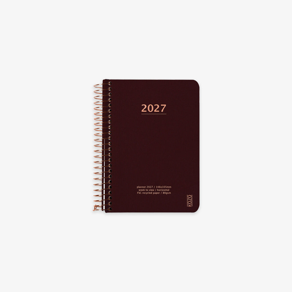 KOZO SPIRAL-BOUND CALENDAR 2027 A6 (DANISH) // COFFEE