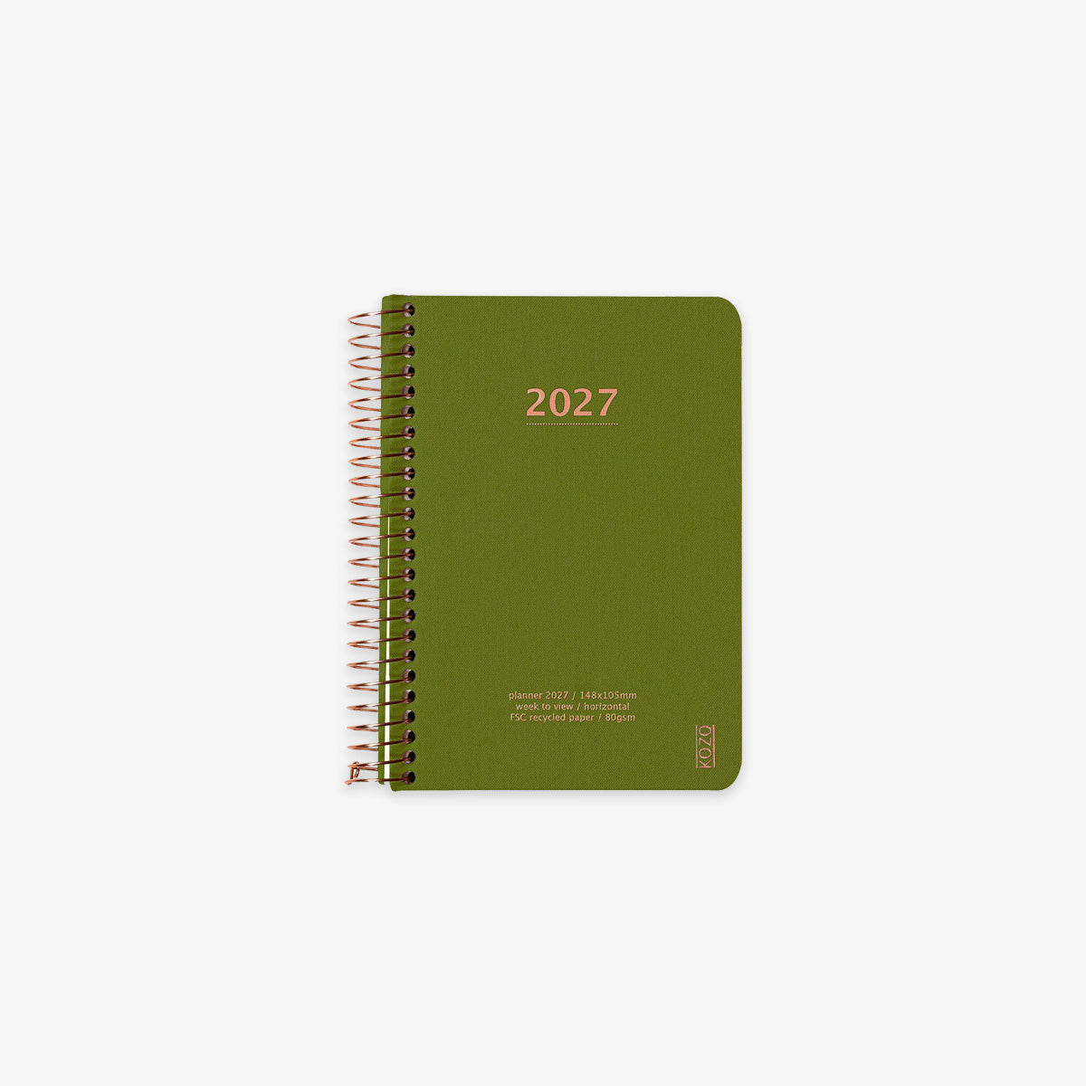 KOZO SPIRAL-BOUND CALENDAR 2027 A6 (DANISH) // OLIVE GREEN