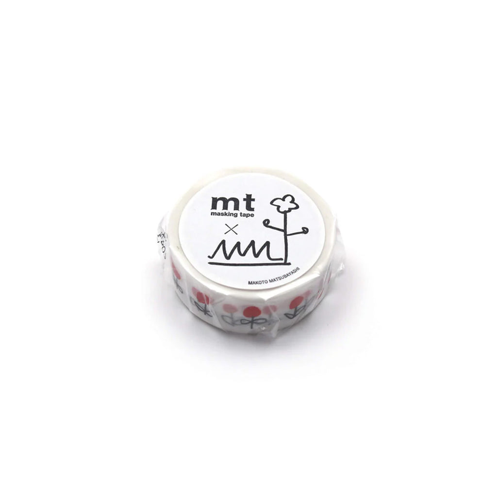 Roll of mt masking tape with a white label on a white background