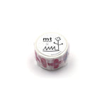 Roll of masking tape with a white label on a white background