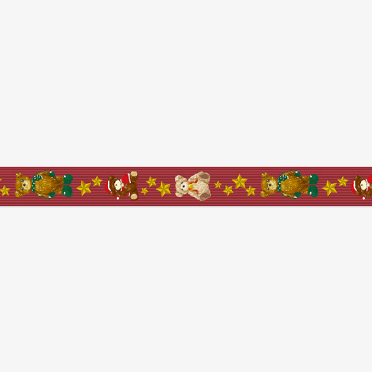 Decorative strip with teddy bears and stars on a red background