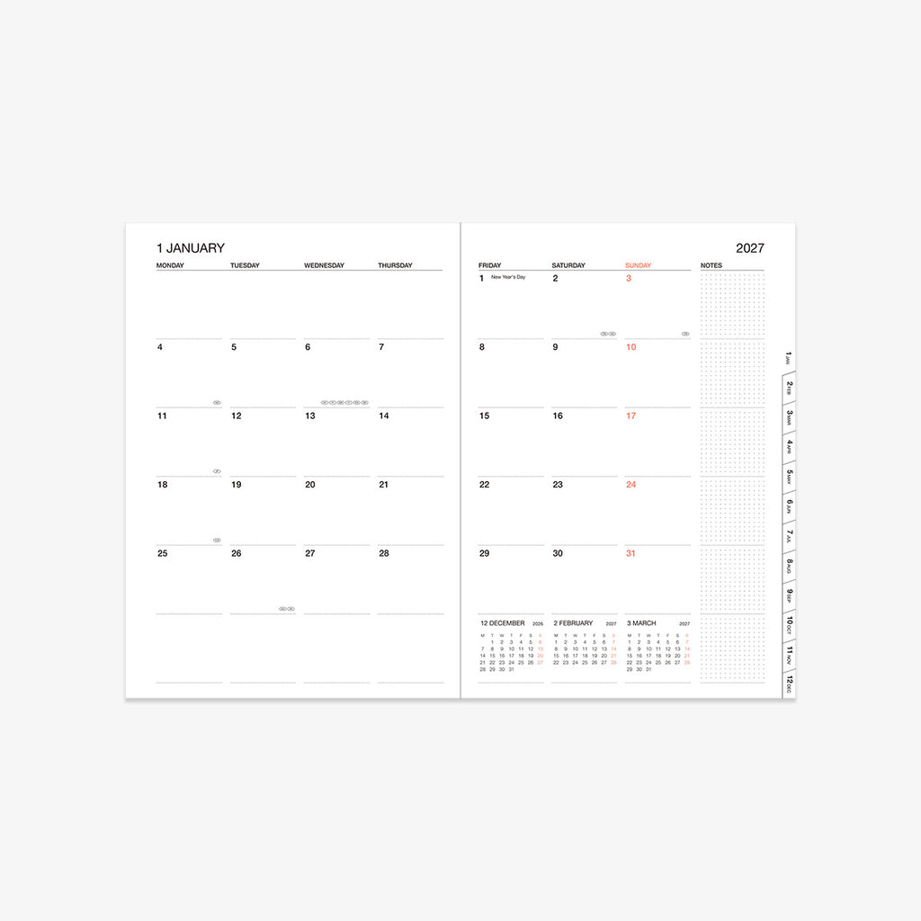 KALENDER SEP 2026 - DEC 2027 A5 // BLÅ GRADIENT