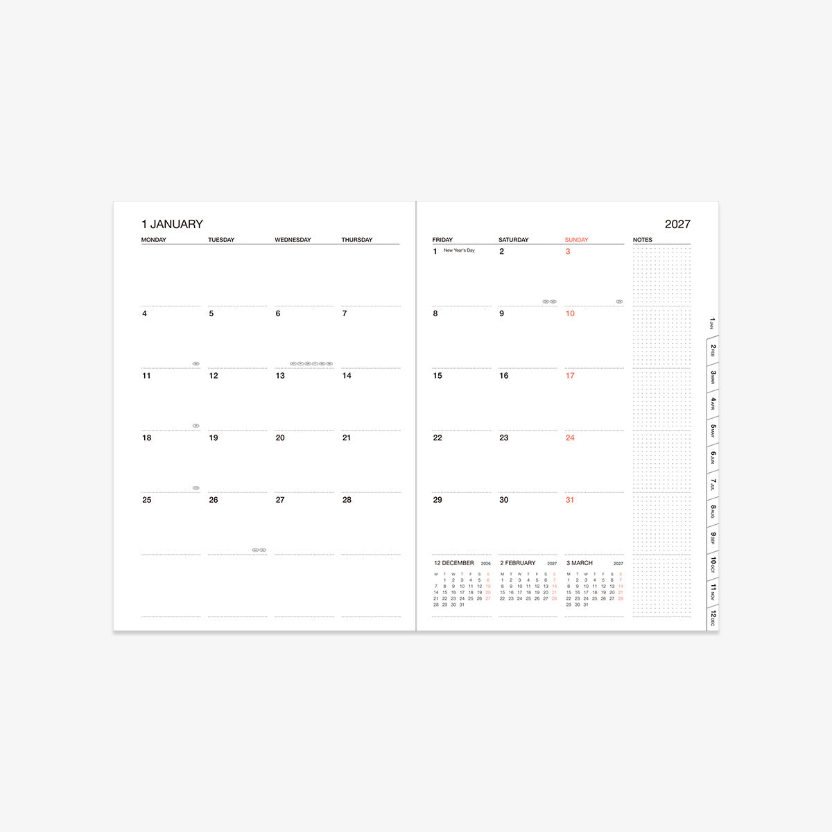 KALENDER SEP 2026 - DEC 2027 A5 // BLÅ GRADIENT