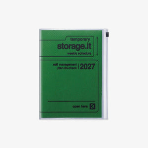 KALENDER SEP 2026 - DEC 2027 A5 // STORAGE.IT GRØN