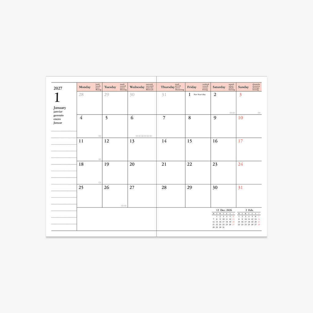 KALENDER SEP 2026 - DEC 2027 A6 // STORAGE.IT LAVENDEL