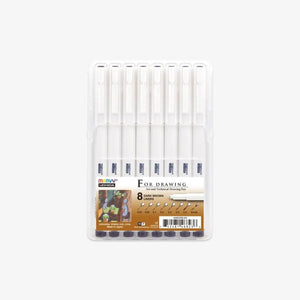 LE PEN FOR DRAWING SET 8 PCS // DARK BROWN