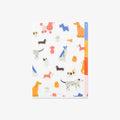 Pocket folder with dog illustrations.