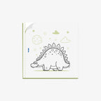 Children's coloring book with a stegosaurus illustration on a white background