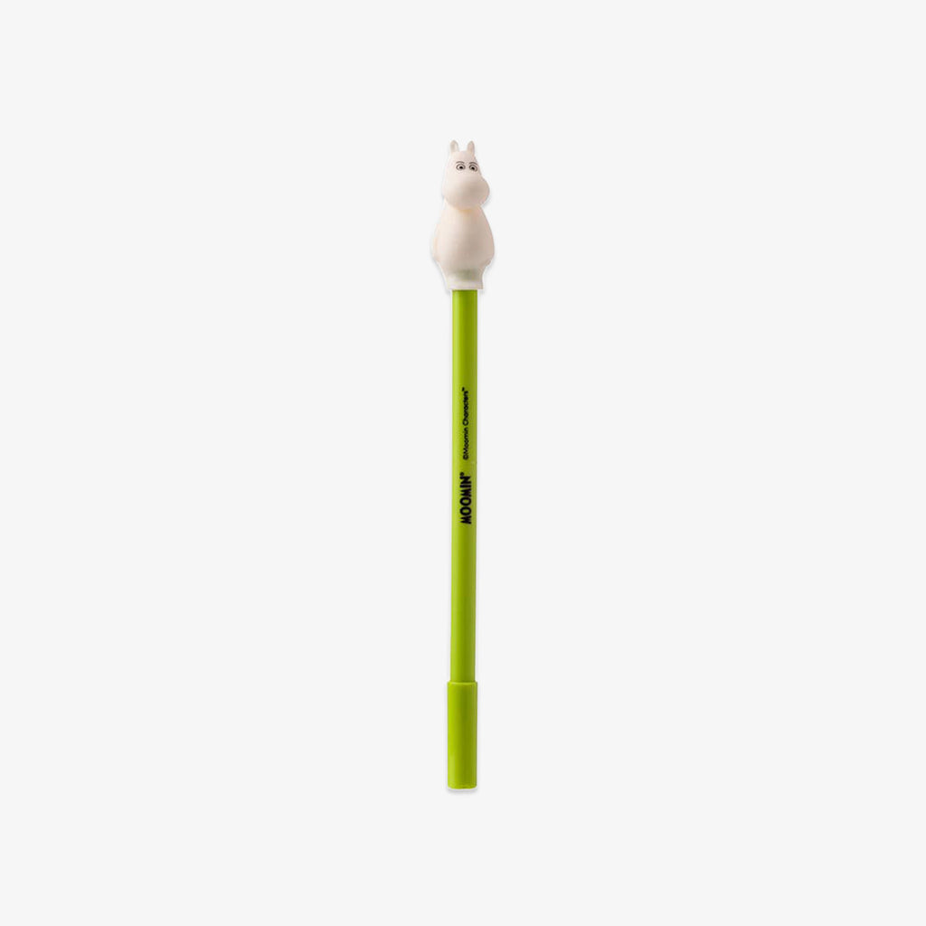 Green pen with Moomin on a white background