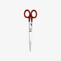 Scissors with red handles on a white background